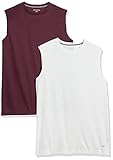 Amazon Essentials Herren Active Performance Muskel-Tanktop aus Tech-Stretch, 2er-Pack, Burgunderrot/Weiß, XS