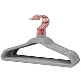 Stormix Baby Kleiderbügel 16er-Pack, 28cm rutschfeste Kleiderbügel aus Samt für Kinder, Kleiderbügel mit Schulterkerben für Kleinkinder Grau (Rosengold-Haken)