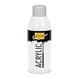 KREUL 84201 - Solo Goya Acrylic weiß, 250 ml Flasche, cremige vielseitig einsetzbare Acrylfarbe in Studienqualität, auf Wasserbasis, schnell und matt trocknend, gut deckend, wasserfest