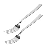 CIYODO 2 Stück Edelstahl Gabel Gehämmerter Oberfläche Poliert Langlebig Multifunktional für Obst Salate Elegantes Besteck mit Rutschfestem Quadratischem Griff für Zuhause und Gastronomie