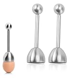 CUEMOON 2 Stück Edelstahl Eieröffner Mit Eierstecher, Eier Cutter, Eierpiekser, Eierköpfer, Eieröffner Werkzeug für Harte und Weiche Eier Harte