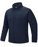33,000ft Herren Fleecejacke Stehkragen Warm Jacke Männer Leichte Strickjacke Übergangsjacke Outdoor Sweatjacke für Wandern Laufen Freizeit Navyblau L