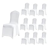 Rhinocerosdance Stuhlhusse 10 Stück Waschbarer Chair Covers Stuhlhussen Stretch Stuhlhussen WeißAbnehmbarer Universeller Stuhlbezug Wiederverwendbar für Geburtstagsfeier Dekoration (weiß)