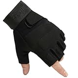 UYFRD Handschuhe für Herren und Damen, Radfahren, Fitness, Sport, Auslauffinger, Halbfinger, Bergsteigen, Outdoor, rutschfest, verschleißfest, Schwarz, Größe XL