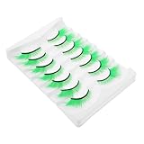 WEKADRIN 7 Paare Grüne Lange Falsche Wimpern für St Patrick's Day Dicht und Voluminös Langlebig und Wiederverwendbar Weiche Makeup Wimpern für Kostümparty und Dramatischen Look