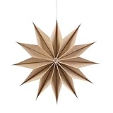 SUNBEAUTY 29cm Papier Stern Original Holzfarbe Faltsterne Dekoration Dreizehn Ecken Weihnachtsstern Deko
