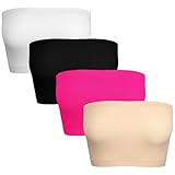 4 Stück Trägerlose Bandeau BHS Bandeau Top Damen Bustier Oberteil Nahtlose Bustier Bra Top Trägerlose BHs Anti-Rutsch BH Elastisches Oberteil