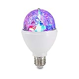 BRILONER - LED Discokugel E27 mit buntem RGB Licht, rotierendes Licht, Leuchtmittel, Discolicht Partylicht, Party Deko Geburtstag, Partybeleuchtung, Lampe, Glühbirne, LED Birne, 12,9x7,3 cm, Klar