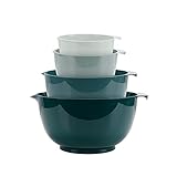 BoxedHome Mixing Bowl Grün Set Rührschüssel Set Kunststoff Salatschüssel rutschfest stapelbar Servierschalen für Küche Rührschüssel-Set 4-teiliges Wiederverwendbare Rührschüssel