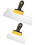 QWORK® Trockenbau Spachtel Set, 250mm 400mm Edelstahl Flächenspachtel Glättspachtel mit Ergonomischem Griff
