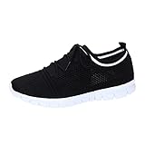 Woaikeyu Atmungsaktive flache Damen-Sneaker, Laufschuhe, leicht, modisch, Sportschuhe, modisch, Fitness, Sneaker, Schwarz , 39 EU