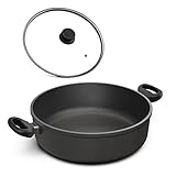 Hoffmann Schmorpfanne 32 cm hoher Rand Induktion I Made in Germany I Schmortopf Induktionsgeeignet Antihaft Beschichtet I Bräter Schmorkasserolle Kasserolle I Tiefe Aluguß Pfanne backofengeeignet