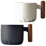 2er Set Espressotassen 60 ml, Premium Espresso Tassen mit Henkel, Mini Espresso Tassen, Mini Teetasse Kaffeetasse aus Keramik Espresso- & Mokkatassen Kaffeebecher für Espresso Tee Latte (schwarz+weiß)