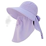Knowlife Sonnenhüte Für Damen - Angelhut Sonnenhut mit Pferdeschwanz Loch,Atmungsaktiver Visier Anglerhut Mit Nackenschutz Und Gesichtsbedckung Für Wander Camping Reise