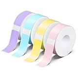 Original P21 Etikettenband-Ersatz, 4 Rollen Thermoetiketten für Etikettendrucker, 720 Stück, 4 Farben Langlebiges, BPA-freies, selbstklebendes Etikettenband für Büro, Schule und Zuhause（12 x 40 mm）
