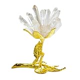 Alipis Kristallcluster-blumenornamente Strauß Dekorationen Rosa Bogenblumen Rosenquarz Künstliche Pflanzen Heimdekoration Vase Bürodekoration Kristalle Weißer Kristall Golden