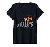 Damen BMX Rad Fahrer BMX Bike Fahrrad Zubehör Evolution Race BMX T-Shirt mit V-Ausschnitt