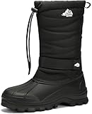 Kricely Wasserdichte Winterstiefel Herren Damen Warm Gefütterte Schneestiefel Rutschfest Winterschuhe（ganz schwarz 41
