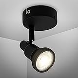 B.K.Licht - LED Wandspot für das Bad schwenkbar, warmweiße Lichtfarbe, 4,8 Watt, 400 Lumen, Wandlampe innen, Wandstrahler innen, Wandleuchte, Wandlicht, Badezimmer, 8x10,6 cm, Schwarz
