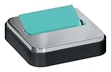 Post-it Notizspender mit Post-it Pop-Up-Notizen, schwarzer Boden mit Stahloberseite, 1 Aqua-Spritzer, 7,6 cm x 7,6 cm, super Haftnotizblock, Klassenzimmer oder Bürobedarf