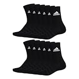 adidas Unisex Herren Damen Socken Sportsocken Cushioned Crewsocks 6 Paar, Farbe:Schwarz, Größe:49-51, Artikel:- black
