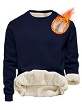 Tincini Herren Sweatshirt Winter Dickes Fleece Pullover Casual Rundhals Gefüttert Sweater Warm Langarm Pulli Winterpullover (Navy blau, XL)