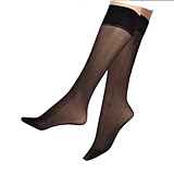 Lieblingsstrumpf24 by Koronowski 5er Pack Knie 20 den Transparent oder 40 DEN Nylon Fein-Kniestrümpfe breiter Komfortbund Damen (BLACK 40 Den)