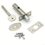 Honseadek Edelstahlrohr-Schloss mit Schlüssel für Feuerschutztüren, Sicherheitsriegel, Türbeschläge, unsichtbares Schloss für den Innen- und Außenbereich (Eisen)