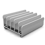 Verstellbarer Laptop-Ständer – passend für 5 Geräte, werkzeuglose Höhenverstellung, modernes Design, stabile und schützende Basis, ergonomisch für Zuhause, Büro und Reisen, Grau
