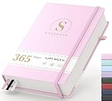 Umriox A5 Notizbuch Liniert,Dickes Journal Tagebuch Leder mit 365 Seiten,100gsm Papier Hardcover Notizbücher,Notizblockfür Frauen Männer Büro Schule Arbeit Frauen Männer,14.5 x 21cm-Rosa