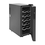 HPDTZ Weinkühler-Kühlschrank, Weinkühlschrank 12 Flaschen Weinkühler 33L Getränkekühlschrank mit LED Beleuchtung Freistehend für Weinlagerung und Weinkeller