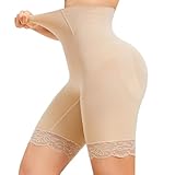 Formslip Damen Bauchweg, Shapewear Damen Body Shaping Unterwäsche Slip Shape Wear Bauch Weg Hose Bauchweg Unterhose Miederhose Shorts Miederpants Hohe Taille Stark Formend Shaper, Beige, S