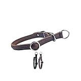 Rund & Weich Zugstopp Hundehalsband, braun, S - 45cm mit zusätzlich eingearbeitetem stabilem Kern, Lederhalsband mit Zugbegrenzung und Verstellbarer Schnalle, Zugstopper, Rindsleder