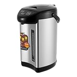 Qussse Glühweinkocher 4 liter, 750W Elektrischer Glühweintopf Heißgetränkespender Glühwein Kocher Heißwasserspender mit 3 Entnahmemethoden für Büros, Hotels und Wohnungen