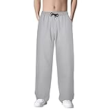Jogginghose für Herren, leicht, atmungsaktiv, entspannt, Kordelzug, elastische Taille, Jogginghose mit geradem Bein, legere Jogginghose, Sweatpants, Outdoor, Wandern, Camping, Grau (1), XL