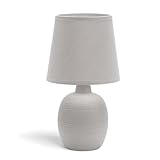 Aigostar Tischlampe Keramik Tischleuchte Lampe für Nachttisch Beistelltisch Nachttischlampe Stoffschirm E14 Vintage Retro Lustig, Grau