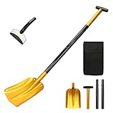 Jopassy Schneeschaufel Lawinenschaufel Aluminium Einziehbare Schaufel 3 Teilig Set mit Einer Tasche Notschaufel Max 108cm Lang für Auto, Outdoor, Camping, Strand, Gartenarbeit