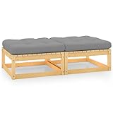 Brokky Gartenhocker mit Kissen Hocker Outdoor Garten Hocker FüR Draussen Sitzhocker Outdoor 2 STK. Massivholz Kiefer - 805740