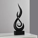 FJSPERM Schwarz Dekor Moderne Flamme Statue Dekorationen für Wohnzimmer, Minimalist Statue Regal Dekor Akzente, abstrakte Kunst Skulptur Dekor für Esszimmer Büro Couchtisch Centerpiece
