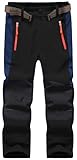 Macker Jones Kinder Softshellhose Skihose Gefüttert Thermohose Wasserdicht Winddicht Schneehose Winter Warm Wanderhose für Jungen Mädchen KZ0089-Black-128/134