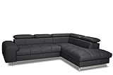 Mivano Ecksofa Chef / L-Sofa mit Schlaffunktion, Bettkasten und verstellbaren Kopfstützen in Lederoptik / 262 x 72 x 206 / Kunstleder Schwarz