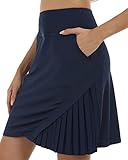 MoFiz Damen Tennisrock Sportlicher mit Shorts Taschen Sommer SkirtRock mit Tunnelzug Blau XXL