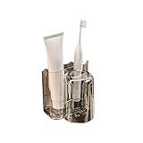 Zahnbürstenhalter mit Zahnpastaspender | Wandmontierter Badezimmer-Organizer ohne Bohren | Tablett und Zubehör-Set mit großem Fassungsvermögen