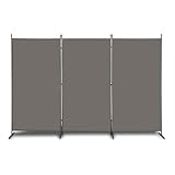 Bonnlo Raumteiler Paravent innen, 3-Teilig 180X261 cm Balkon Sichtschutz Stellwand, Paravent Outdoor wetterfest, Raumteiler Trennwand (Grau)