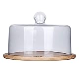 GOOFFY Tortenständer aus Holz mit Kuppel, Holztablett mit Glasabdeckung, Dessertabdeckung, Lebensmittel-Frischhalteabdeckung, Tortenhaube mit Tablett, Hochzeitstortenständer Abdeckungen