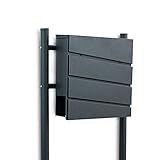 BITUXX Freistehender Design Standbriefkasten 18445 Briefkastenanlage Briefkasten mit Zeitungsfach Anthrazit Graphit Optik und Standrohren