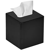 Taschentuchbox-Abdeckung, quadratisch, PU-Leder, für Kommode, Badezimmer, Dekor (schwarz)