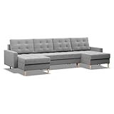 Mebligo - Ecksofa mit Schlaffunktion und Bettkasten Elma, U-Sofa, Sofa U Form (BxTxH) 294 x 140 x 88 cm, Grau (Lux 32)