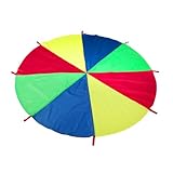 WHAMVOX Buntes Fallschirm Kindergarten Outdoor Training Robustes Regenbogen Schwungtuch für Teamspiele Fördert Koordination Motorik und Zusammenarbeit bei Kindern