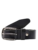Herren Jack & Jones Ledergürtel JACPAUL Belt Echt Leder Jeans Hosen Gürtel, Farben:Schwarz, Größe Gürtel:85